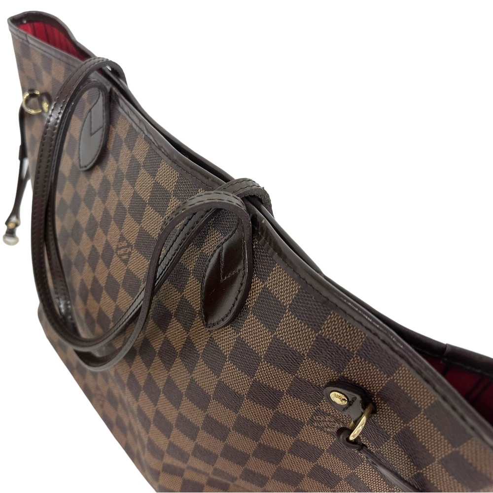 Authentic✅ LOUIS VUITTON Damier Ebene Neverfull MM Tote Bag Red - Picture 5 of 16